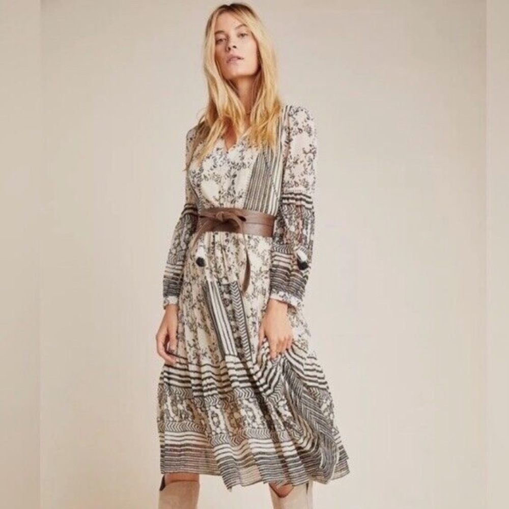 Anthropologie Sheer Boho Prairie Dress